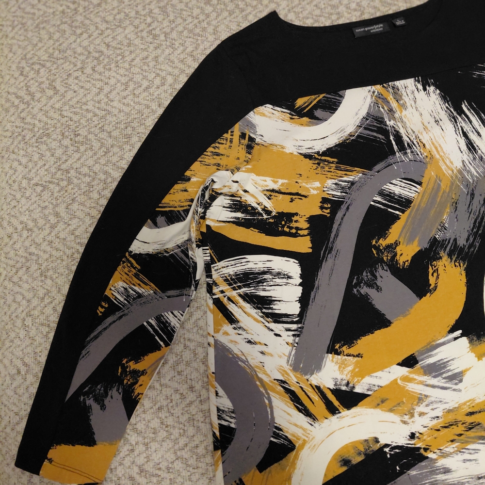 Susan Graver|Style Weekend Comfy Multi Color Abstract Top Size L - Picture 4 of 5